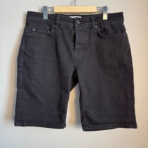 Only & Sons Mens Black Denim Button Fly Bermuda Jean Shorts Size 32 (actual 34)